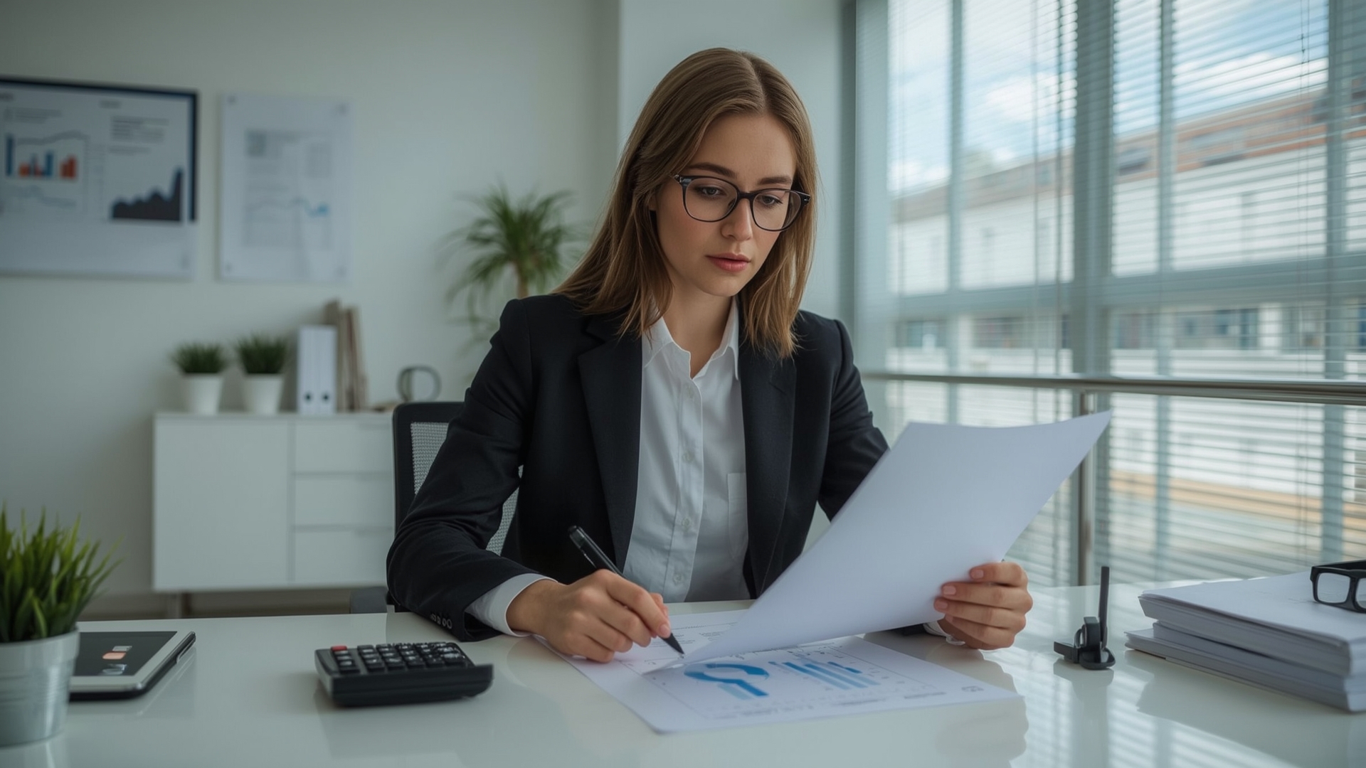 Expert-comptable travaillant sur des documents financiers